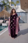 KA 1220 Ice Velvet With Zari Embroidered Work Readymade Suits Exporters In India